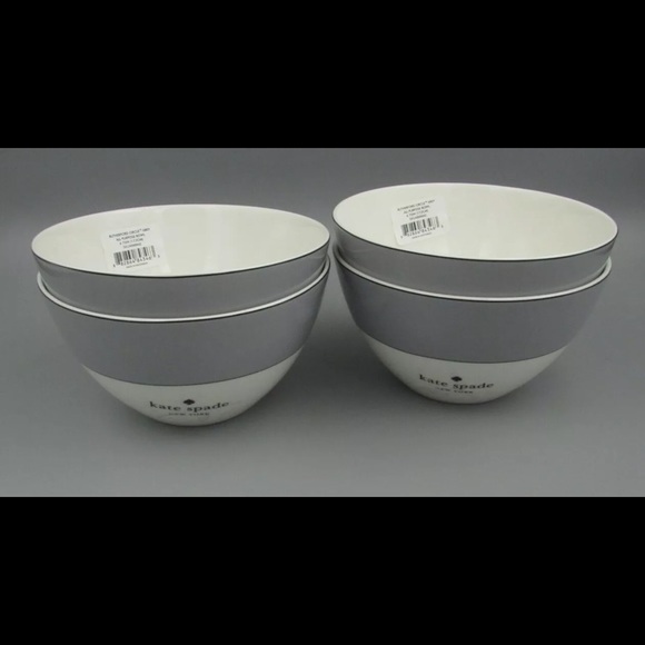 Kate Spade ♠️ Lenox China Rutherford Grey Bowls 4 - Picture 2 of 4